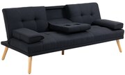 HOMCOM Canapea Extensibilă cu 3 Locuri, 2 Brațe Detașabile și Suport pentru Pahare, 181x77x78 cm, Gri | Aosom Romania