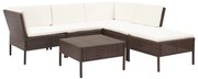 vidaXL Set mobilier de grădină cu perne, 6 piese, maro, poliratan