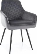Scaun MARLO, gri - Bluvel 14, stofa catifelata/metal, 55x58x88 cm