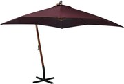vidaXL Umbrelă grădină suspendată cu stâlp bordo 3x3 m lemn masiv brad