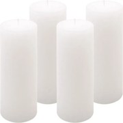 Set de lumânări rustice, 20 cm, Ø 7,5 cm, alb, 4 buc