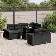 vidaXL Set canapele de grădină cu perne, 11 piese, negru, poliratan