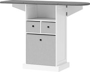 HOMCOM Dulap cu Masă de Călcat Pliabil Economisitor de Spațiu, Dulap Multifuncțional cu 3 Sertare din Material Textil Aspect In, Roți Cu Frână, Raft Deschis, pentru Băi și Spații de Rufe, 121x37x89.5 cm, Alb | Aosom Romania