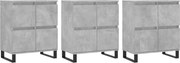 vidaXL Servante, 3 piese, gri beton, lemn prelucrat