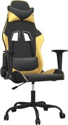 vidaXL Scaun de gaming de masaj, negru și auriu, piele ecologică