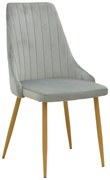 Scaun Bucatarie/Dining Azmer Catifea Gri, Picioare Metalice Finisaj Lemn
