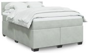 vidaXL Pat box spring cu saltea, gri deschis, 140x200 cm, catifea