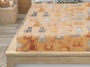 Cearsaf Cocolino microplus cu elastic COLORED CATS 90x200 cm crem