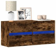vidaXL Comodă TV de perete cu lumini LED, stejar fumuriu, 100x31x45 cm