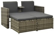 vidaXL Set mobilier de grădină cu perne, 3 piese, gri, poliratan