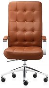 Scaun directorial ATLAS CHROME piele naturala, Maro deschis