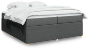vidaXL Pat box spring cu saltea, gri închis, 200x200 cm, textil