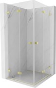 Mexen Lunar-F Duo cabină de duș pliabilă 90 x 90 cm, transparentă, auriu periat - 836-090L-090P-55-00