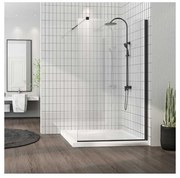 Paravan de dus tip Walk-in Fluminia Foxy Black 90x200 cm profil negru mat Easy Clean