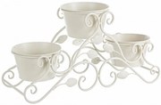 Suport pentru 3 ghivece, din metal, Giselle 3S Crem, L60xl20xH30 cm