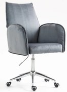 HR280K Scaun Grafit din Catifea cu Bază Cromata