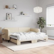 vidaXL Pat de zi cu extensie, crem, 90x200 cm, textil