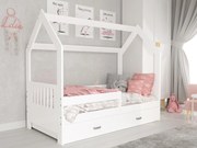 Pat montessori 160x80 căsuță pentru copii alb D3E cu somieră