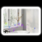 HOMCOM Oglindă pentru baie LED bluetooth 50 x 70 cm comutator tactil lumina reglabilă 3 culori anti-abur memorie argintiu | Aosom Romania