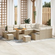 vidaXL Set de canapele pentru grădină 12 pcs Bej Rattan poli