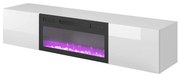 Comodă TV Livo cu un șemineu imitativ, alb / negru
