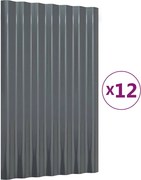 vidaXL Panouri de acoperiș 12 buc. oțel galvanizat antracit 60x36 cm