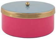 Cutie de depozitare roz din metal decorativă ø 16x6 cm Double Funky – PT LIVING