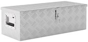 HOMCOM Cutie de depozitare din aluminiu cu mânere retractabile, închidere cu cheie, cufăr unelte multifuncțional, 76x33x25 cm, Gri | Aosom Romania