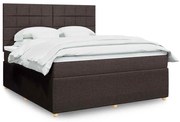 vidaXL Pat continental cu saltea maro închis 180x200cm material textil