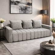 Canapea ZARA extensibila, 3 locuri, cu lada de depozitare, stofa gri lila , 220x95x80 Gri Lila, Stofa, 200 cm