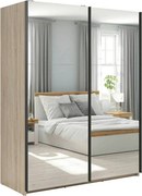 Dulap TETRIX, stejar sonoma, PAL, cu 2 usi si oglinzi, 154x60x196 cm