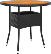 vidaXL Masă de grădină, negru, Ø80x75cm, lemn de acacia/poliratan
