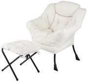 Fotoliu relax cu suport pentru picioare, alb