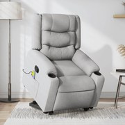vidaXL Fotoliu de masaj rabatabil cu ridicare, gri deschis, textil