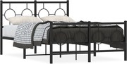 vidaXL Cadru pat metalic cu tăblie de cap/picioare, negru, 120x190 cm