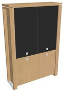 Dulap înalt Verno+ 140 x 46 x 210 cm, uși combinate, stejar deschis / negru