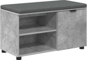 vidaXL Bancă pentru hol cu pernă cu raft Gri Beton 80 x 38 x 46 cm