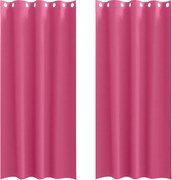vidaXL Perdele Opaque cu Inel 2 pcs Roz Aprins 225 x 140 cm Poliester