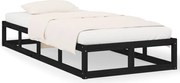 vidaXL Cadru de pat mic single, negru, 75x190 cm, lemn masiv