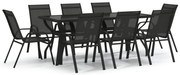 Set mobilier de gradina, 9 piese, negru