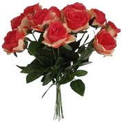 Buchet artificial de trandafiri roșii și galbeni,67 cm, 12 buc
