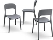 Set 4 scaune ROSINNA -POLIPROPILENA- HORECA - GRI - 4 BUCATI