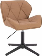 HR111CROSS Scaun Caramel Piele Ecologica Premium Soft cu Bază Neagră