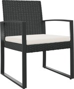 vidaXL Scaune de bucătărie de grădină, 2 buc., negru, rattan PP