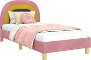 vidaXL Cadru de pat pentru copii cu spătar Roz 80 x 160 cm Catifea