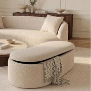 Bancheta tapitata cu spatiu de depozitare ELEMENTAL 120cm boucle champagne beige