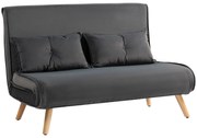 HOMCOM Canapea de dormit de 2 locuri, canapea pat, canapea transformabilă în pat, spătar reglabil, material textil, cadru metalic, Gri | Aosom Romania