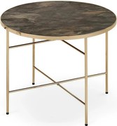 Masuta Isabelle, negru cu efect de marmura/bej, sticla/otel, 60x60x45