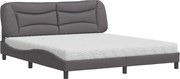vidaXL Pat cu saltea, Hvar, gri, 180x200 cm, piele ecologică