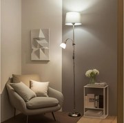 Brilagi - Lampadar CERIA 2 în 1 1xE27/100W/230V + 1xE14/25W crom mat/gri